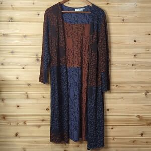 Patrizia Luca Sweater Womens M/L Multicolor Open Front Duster Cardigan